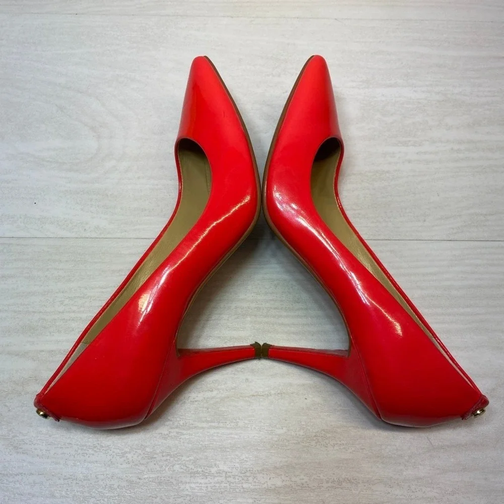 Michael Kors Womens 8M Dorothy Pump Pointed Toe Red Patent Leather Stiletto Heel
